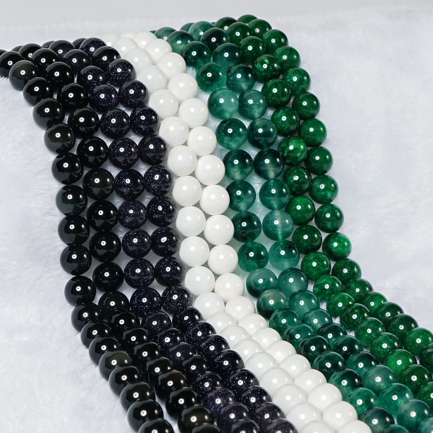 10mm Black Obsidian Round Bead - 35PCS Bulk Gemstone Beads for Jewelry Making, DIY Bracelets, Necklaces - Includes Crystal Stretch Cord - Stone Beads for Crafting Gifts
