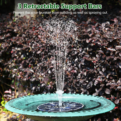 AISITIN 5.5W Solar Fountain Bird Bath with LED Colorful Lights & 3000mAh Battery, Remote Control Solar Pump for Fountain with 8 Nozzles, Solar Water Pump for Garden, Pond and Outdoor