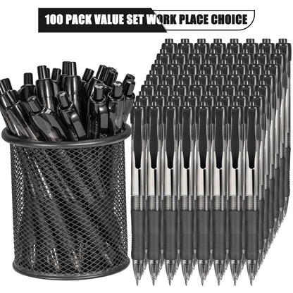 deegtran Pens Bulk, 100 Pack No Bleed Black Ink Click Pens with Soft Grip, Wholesale Retractable Ballpoint Pens for Office School, Medium Point Smooth 1.0MM