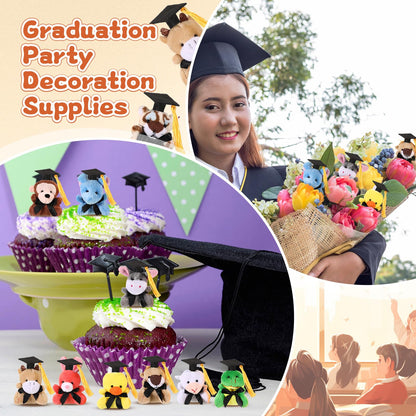 Blueweenly 12 Pcs 2026 Grad Stuffed Animal Bulk Mini Graduation Plush Animal Toy with Cap Class of 2026 Stuffed Bear Keychain for Party Decoration Goodie Bag Filler Toy Carnival Prizes Exchange Gift