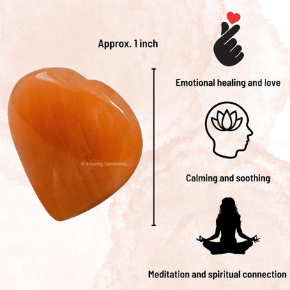 Amazing Gemstone Red Aventurine Stone Heart - Pack of 2 Crystal Heart Stones Rocks - Corazones De Piedra Crystals and Healing Stones Heart Shaped Crystal - Stocking Stuffers Gifts