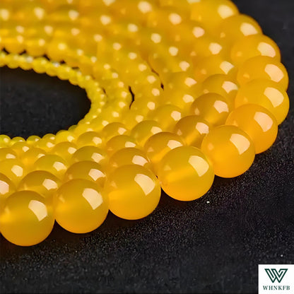 WHNKFB 6mm 100PCS Natural Yellow Agate Round Beads, Banded Loose Stone Beads for Jewelry Making Craft - 4mm 6mm 8mm 10mm Options with Free Elastic Cord