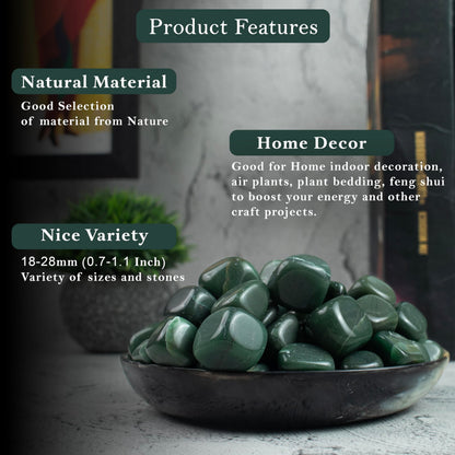 "Crocon 1LB Green Aventurine Tumbled Stones and Crystals bulk 2000+ Carats Natural Crystal Kit for Reiki Healing Crystal Polished, Tumble Stones, Chakra Balancing, Gift, Home Decor Size : 2025 mm"