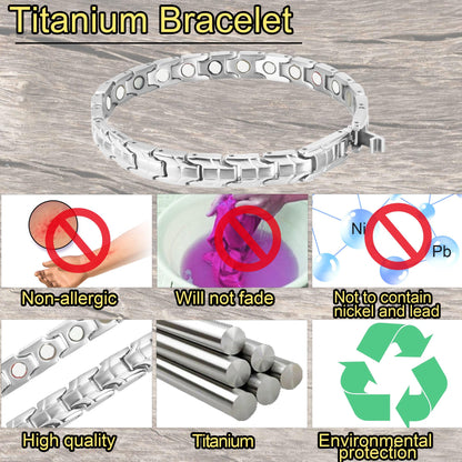 KYOSI Titanium Magnetic Bracelets for Women - Magnetic Therapy Bracelet - 3500 Gauss Magnet Jewelry - Womens Link Bracelet 7.28 inches