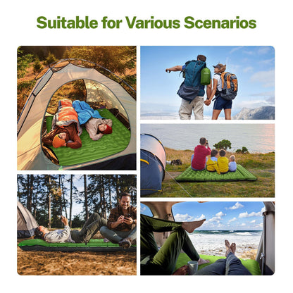 OGERY Double Sleeping Pad for Camping, 6" Extra-Thick Reinforced Camping Sleeping Pad with Pillows & Built-in Foot Pump, Ultralight Inflating Camping Mattress for Backpacking Tent Hiking Travel