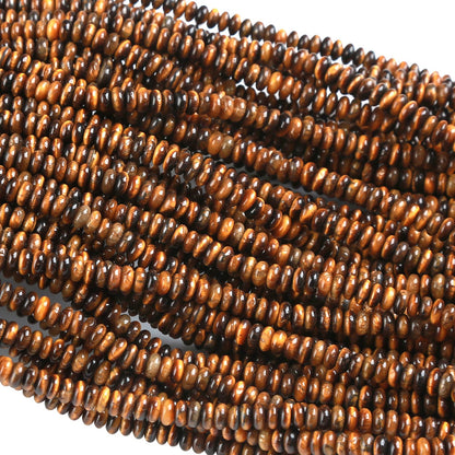 150PCS 2x4mm Natural Yellow Tiger Eye Rondelle Beads Abacus Disk Stone Beads Round Loose Spacer Gemstone Beads for DIY Bracelet Necklace Jewelry Making