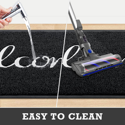 CozyBounty Black Door Mat Welcome Mats Outdoor Indoor Non-Slip Doormat for Entryway Low-Profile Floor Mat for Yard, Garage, High Traffic Areas (36"x24", Black)