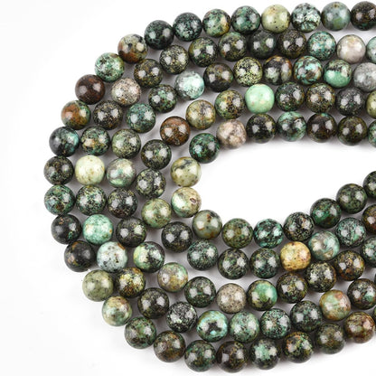 10mm Round African Turquoise Beads for Jewelry Making Natural Gemstone Semi Precious Strand 15 Inch(36-38pcs/Strand)