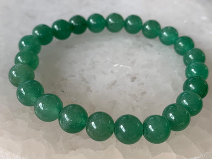 GAF TREASURES Green Aventurine Crystal Bead Bracelet 8mm, Genuine Green Aventurine Stretch Gemstone Bracelet, Healing Crystal Bracelet, Gift for Men & Women (1)