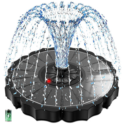 SZMP Solar Fountain, Works in Cloudy with 2000mAh Battery Backup, Glass Solar Powered Bird Bath Fountain with Smart Status Indicators, 3.5W, 8 Nozzles, for Garden, Outdoor (Black)