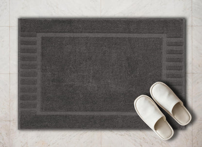 White Classic Luxury Bath Mat Floor Towel Set - Absorbent Cotton Hotel Spa Shower/Bathtub Mats [Not a Bathroom Rug] 22"x34" | 2 Pack | Charcoal