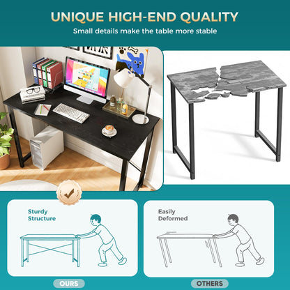 OLIXIS 55 Inch Computer Office Desk for Small Spaces, Writing Gaming Work Desk Modern Study Table with Storage Bag & Headphone Hook Home Bedroom, Black