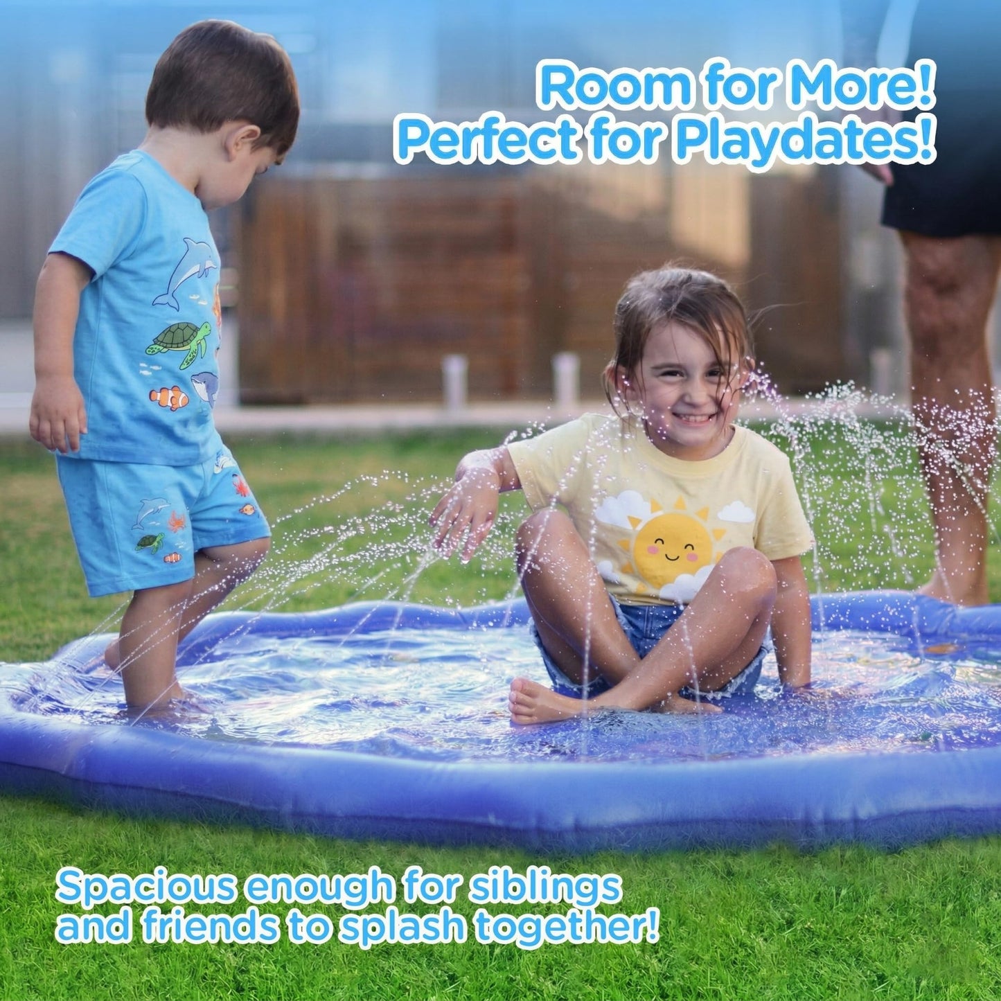 KiddoSpace Splash Pad Sprinkler for Kids and Dogs – 69" Baby Splash Pad for Toddlers 1-3, Crazy Daisy Sprinkler, Non-Slip BPA-Free Outdoor Water Play Mat, Repair Kit Included