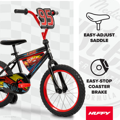 Huffy Disney Pixar Cars Lightning McQueen 16 Inch Kid's Bike, Ideal for Ages 4-6 Years Old, Training Wheels Included, Quick Connect Assembly, Fun and Playful Graphics, Simple Coaster Brake