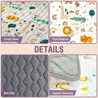 Baby Play Mat for Floor, 71"x59" Thickened Playpen Mat, Soft Non-Slip Baby Play Mat, Foldable & Machine Washable, Portable Waterproof Crawling Playmats for Infants & Toddlers, Rainbow and Animal