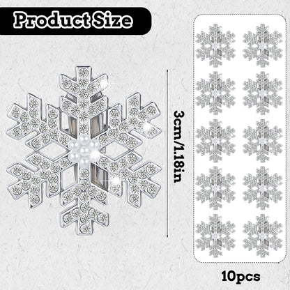 10 Pcs Snowflake Christmas Hair Clips, Bling Rhinestone Hairpins Glitter Fancy Christmas Hair Pins Barrettes Snowflake Decorations for Women Girls Bridal Party Wedding Everyday Gifts (Sliver)