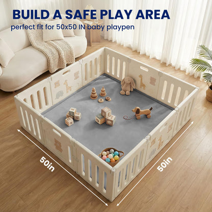 Huloo Sleep Ultra Soft Baby Play Mat for Floor,1.3" Thick Elasti-Foam 50x50 Playpen Mat for Toddlers Infant kids,Non-Slip Backing Safe for Crawling&Tummy Time,Tatami Style (Dark Grey)
