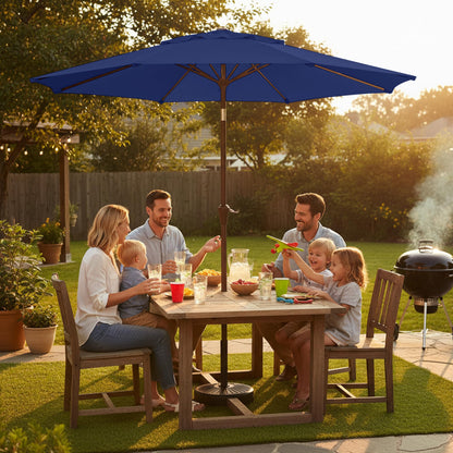 Tobeos 9ft 2-Tiers Patio Umbrella,Outdoor Market Table Umbrella with Push-Button Tilt & Crank | UV Protection,Suit for Backyard,Garden,Pool,Deck(Navy)