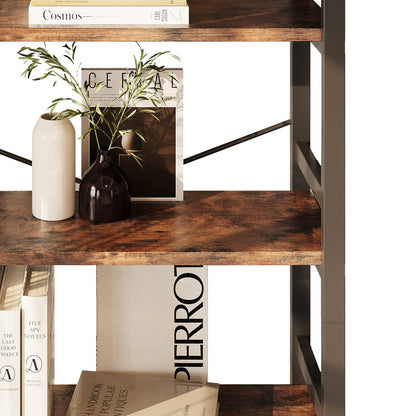IRONCK Bookshelves and Bookcases, 31.5in Wide Shelf 5-Tier Ladder Shelf 110lbs/shelf Vintage Industrial Style Bookcase for Bedroom Living Room Home, Vintage Brown