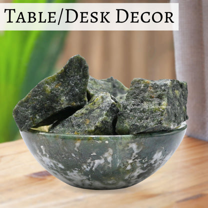 Amazing Gemstone Green Jade Raw Crystals and Healing Stones, Natural Rocks for Tumbling - DIY Raw Stones and Crystals, 2 Pieces