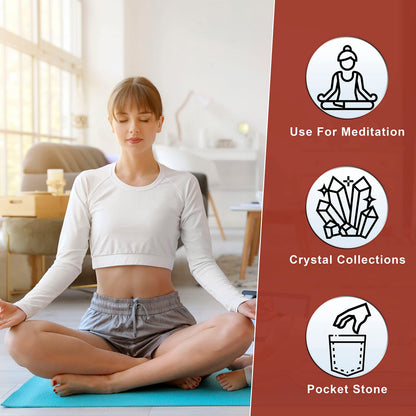 Crocon 50mm 7 Chakra Heart Stone Big Heart Shape Puff Stones Set 450+ Carats Pocket Crystal Healing Tumble Collection Palm Worry Stone Good Luck Charm Meditation Gift Craft Home Decor