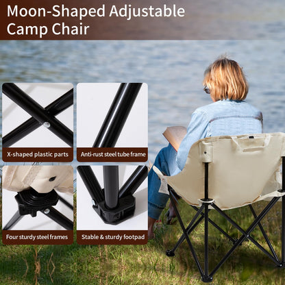 SHANQUAN 2 Pack Folding Camping Chair, Compact Camp Chair,Outdoor Lawn Portable Lightweight Backpacking Chair with Carrying Bag for Outdoor Camp,Travel,Beach,Picnic,Fishing, Hiking (Beige)