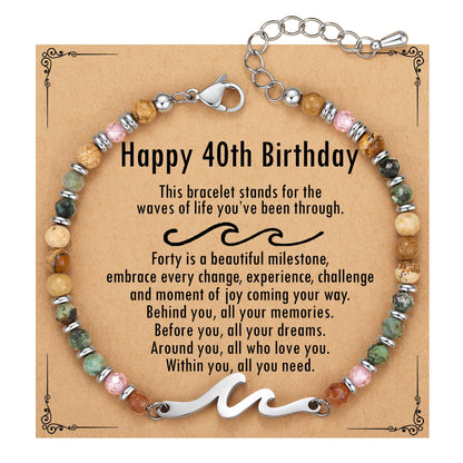 TONY & SANDY 40th Birthday Gifts Women, Wave Bracelet for Women Jewelry, 40th Birthday Decorations for Woman, Unique 40 Year Old Bday Gifts for Woman, Best Friend, Daughter, Wife, Sister
