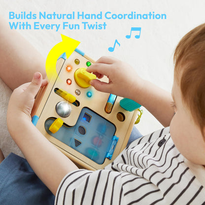 lalalark JOVA Electronic Busy Board – Montessori Learning Toddler Toy, 15 Lights & 9 Sounds, 5 Switches & Plugs, Sensory, Fidget, Travel Activities, Early Development, Easter Baby Gifts Toys Age 18M+
