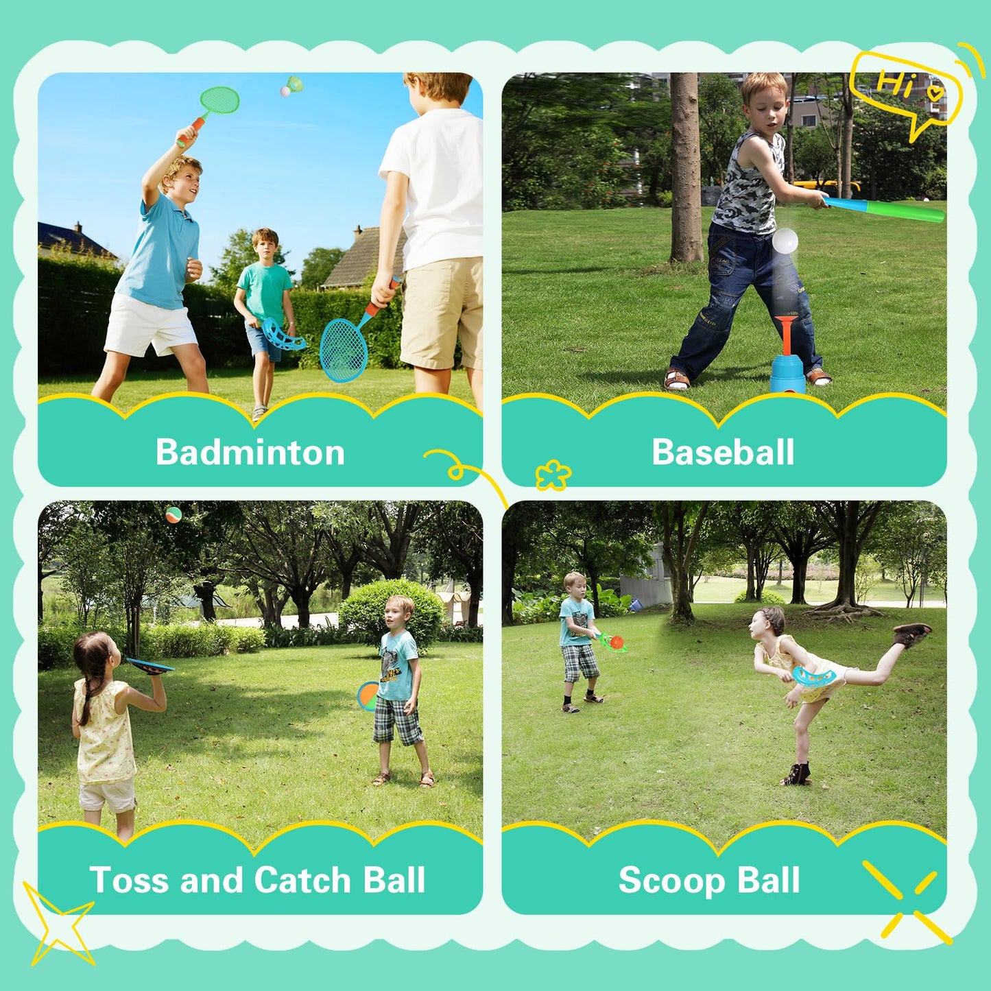 Outdoor Toys for Kids Ages 4-8, 8-in-1 Backyard Games Set with Multiple Sports Activities, Outdoor Family Play for Boys and Girls, Ideal for Parties, Camping & Birthday Gifts