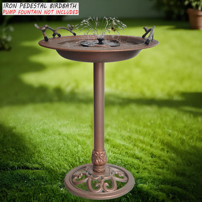 BSTGIFTS Metal Bird Bath - Iron Birdbath 28.5" H, Bird Bath for Water Fountain, Bird Feeder Bowl for Yard Patio Lawn Decor (Fountain Pump not Included)