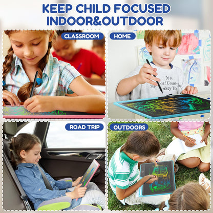 POPERFUN 2 Pack LCD Writing Tablet for Kids, 16 Inch Rechargeable Erasable Doodle Board Colorful Toddler Drawing Pads, Preschool Learning Toys Christmas Birthday Gift3 5 7Year Old Girls Pink and Blue
