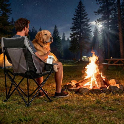 SUNNYFEEL Lightweight Oversized Camping Chairs for Adults Portable Folding Chair with Side Pockets & Cup Holde for Beach,Fishing,Trip,Picnic,Lawn,Concert Outdoor, Carry Bag Included