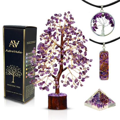 AstraVeda Amethyst Crystal Tree, Chakra Gemstone Gift for Feng Shui Healing