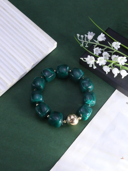Sidlens Green Beaded Bracelets for Women Trendy Chunky Bracelet Beaded Boho Jewelry Summer Bracelets Statement Bracelet Vacation Beach Accessories