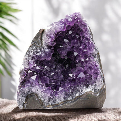 EMPORION Natural Amethyst (2 lb to 3 lb) - 4" to 7" Height - Crystal Clusters Stone from Uruguay Raw Geode Quartz - Deep Purple Color