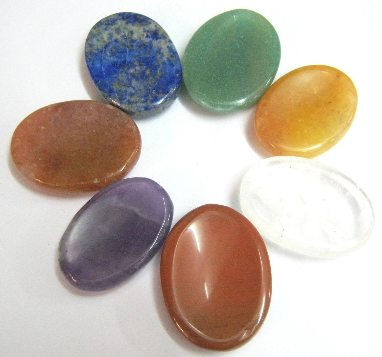 crystalmiracle Beautiful Seven Chakra Worry Stone Wellness Crystal Healing Gemstone for Positive Energy Powerful Thumb Stones Meditation Reiki Feng Shui Gift for Men Women