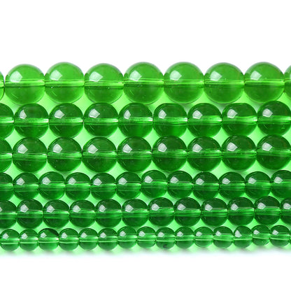38pcs 10mm Smooth Green Crystal Glass Quartz Beads Round Loose Beads for Jewelry Making DIY Bracelet Necklace 15" Energy Healing Power Stone Beads (10mm, Green Crystal Glass)