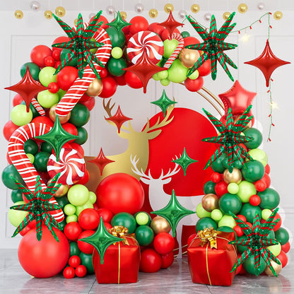 17PCS Christmas Foil Balloon Set, Including Popping Stars and Four Pointed Stars Balloons, Suitable for Christmas Party Decorations, Holiday Home and Event Supplies