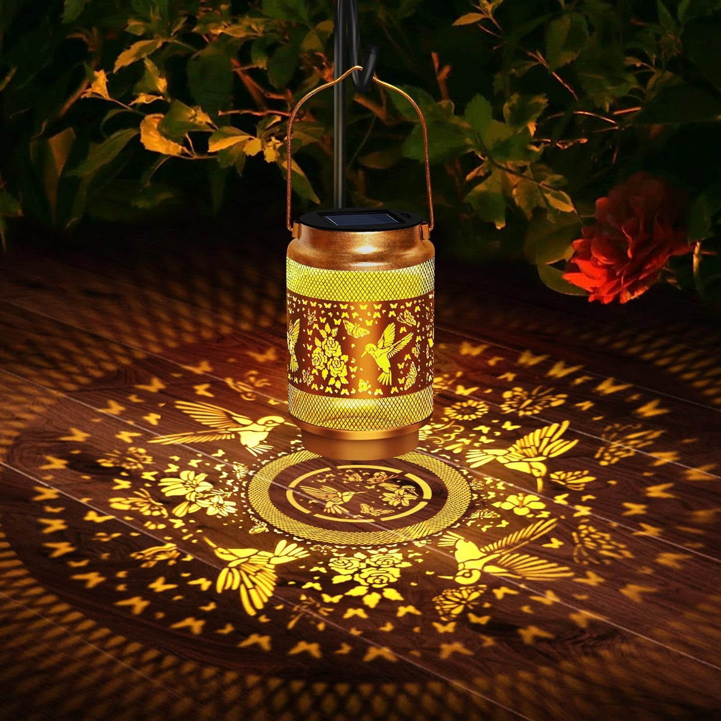 2 Pack Hummingbird Solar Lanterns Outdoor Waterproof,Hanging Solar Lights Garden Decor,Christmas Decorations Birthday Gifts for Women Mom Grandma,Metal Hollowed-Out Lanterns for Yard,Patio,Porch