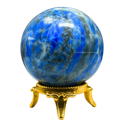 Amazing Gemstone Lapis Lazuli Crystal Ball with Stand - 2" Inches Crystal Sphere Meditation Balls for Witchcraft and Decorative Balls