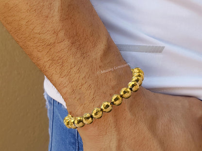 Amazing Gemstone Golden Hematite Bracelet for Women - Chakra Mens Bracelet Protection Crystals and Healing Stones - Blessing Bracelet Spiritual Meditation Gift Christmas Stocking Stuffers
