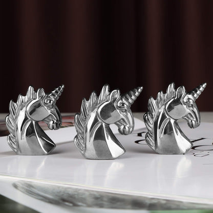 Artistone 3" Hematite Crystal Unicorn Figurines,Hand Carved Polished Gemstone Unicorn Statue Animal Carvings Collectible Paperweight Decorative Healing Stones for Home,Office