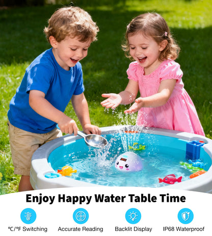 Pircaath Baby Bath Toy Sprinkler with Thermometer, Temp Alarm & Backlit Display, BPA-Free | CPC Certified for Safety, Light Up Whale Bath Toy for Kids Ages 1-3, Bathtub Water Toys for Toddler, Newborn