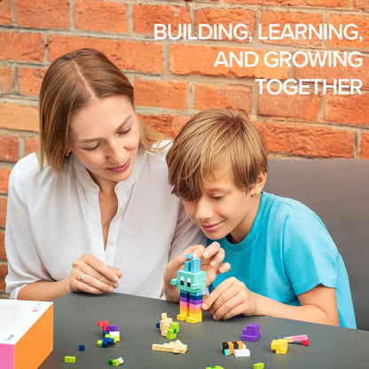 PIXIO Mini Magnetic Blocks & Magnetic Cubes for Kids – Tiny Magnets for Crafts, STEM Building Set, Sensory Learning Toys, Creative Construction Kit with Animal Figures, Ages 6+