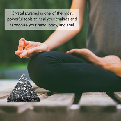 Amazing Gemstone Black & White Tourmaline Pyramid Crystal Healing Stones - 2" Great Pyramid Figurine of Natural Stone Pyramid for Meditation, Reiki, Chakra Balancing and Crystal Pyramids Grid