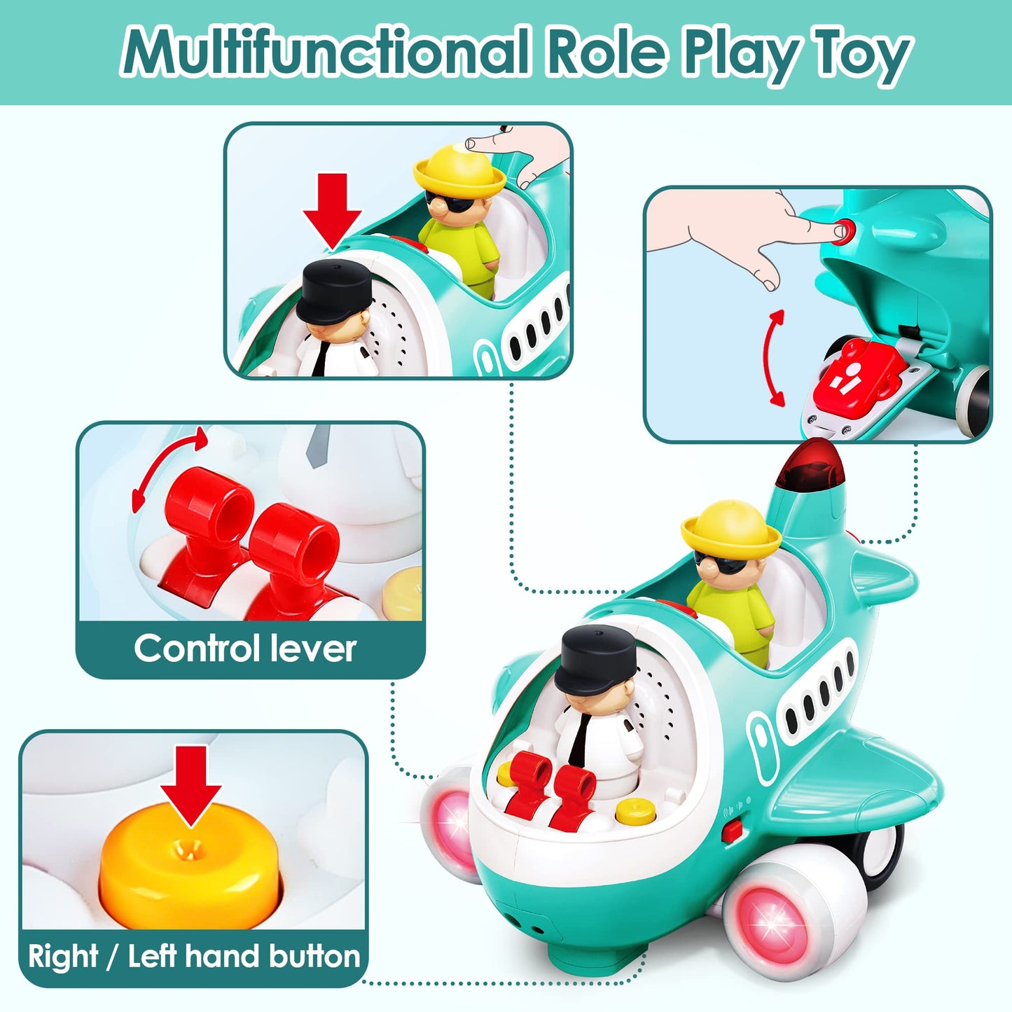 iPlay, iLearn Baby Airplane Toys, Cool Remote Control Plane Toy for Toddlers 2-3, Infant Musical RC Helicopter W/Light Sound, Birthday Gifts for 18 24 Month 2 3 4 Year Old Boy Girl Kids Children