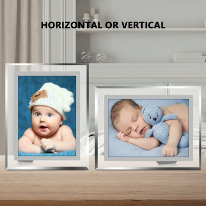 Vienrose 4x6 Picture Frame Set of 2, Clear Glass Photo Frames with Silver Edge, Horizontal or Vertical Display for Tabletop, Desk, Home, Office Decoration