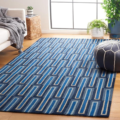 TTC THREAD & TEXTURE CARPET Hand Tufted Area Rug Soft Wool Carpet with Cotton Backing Elegant Home & Office Floor Décor Weight- (9 Pound) 3' x 5' (Rectangular) Blue1
