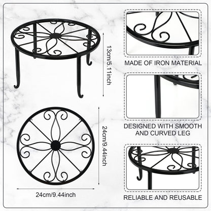 Handepo 8 Pack Metal Plant Stands for Flower Pot Outdoor Indoor Plant Stand Iron Round Circle Plant Shelf Rustproof Plant Display Rack for Planter Supports Home Garden Container