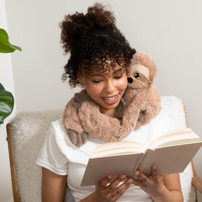 HUGIMALS Hugarounds Sawyer the Sloth 2.5 lb Microwaveable & Freezable Weighted Plush Neck & Shoulder Wrap | Soothing, Comforting Hugs for Self-Care & Relaxation | Unscented for Ages 2+